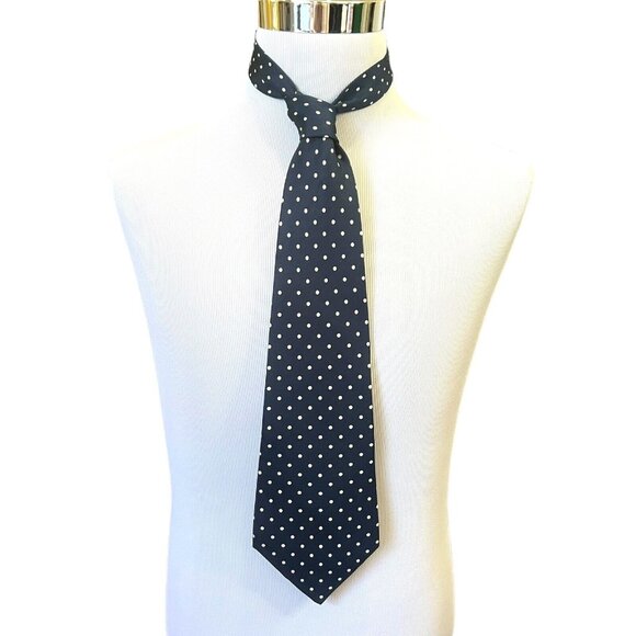 Vintage Nobleman Navy Silk Tie Polka Dot Short 55" x 4.5" - Picture 1 of 6